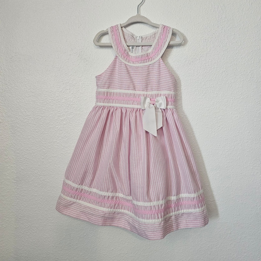Bonnie Jean Pink And White Striped Dress Girl's Size 5